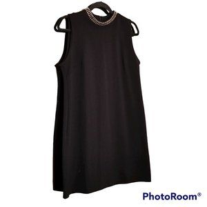 Adrienne Vittadini Rhinestone Collar Black Dress, Size 8